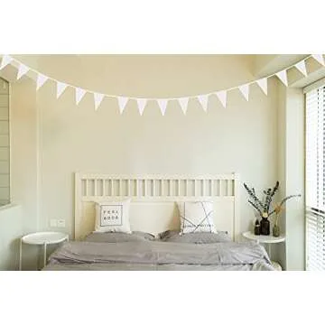 VicWoo White Pennant Flags,150 Pcs Banner Flag with Blank Flags,DIY Flag,Birthday,Party Celebrations and Shops Decorations,260Ft (White)