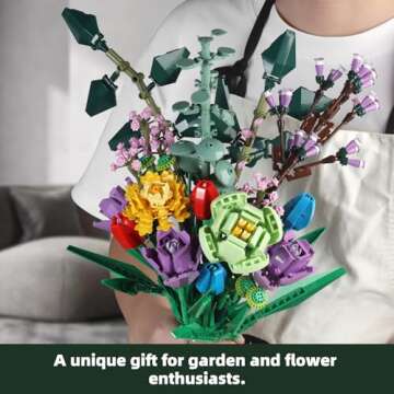 Flower Bouquet Building Set - Compatible with LEGO Flowers - Botanical Collection for Home or Office Decor - Unique Gift for Her or Him