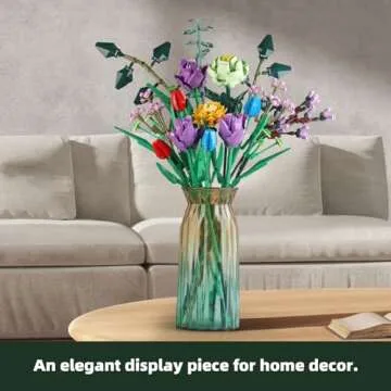 Flower Bouquet Building Set - Compatible with LEGO Flowers - Botanical Collection for Home or Office Decor - Unique Gift for Her or Him