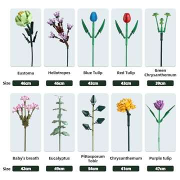 Flower Bouquet Building Set - Compatible with LEGO Flowers - Botanical Collection for Home or Office Decor - Unique Gift for Her or Him