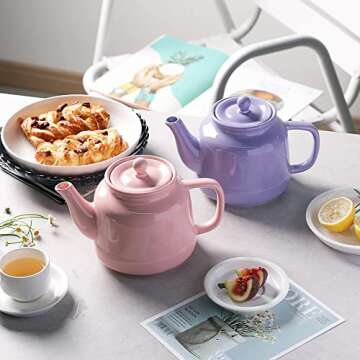 Sweejar 35 oz Porcelain Tea Pot - Stylish & Durable Infuser