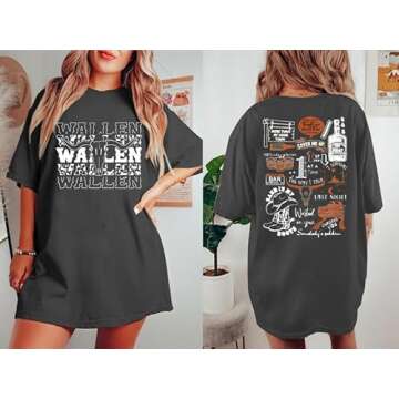 Cow Skull Women Oversized Shirt: Country Music T-Shirt Vintage Western Rodeo Graphic Tee 90s Music L...