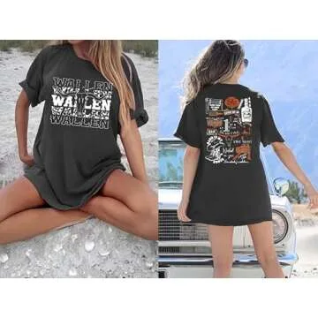 Cow Skull Women Oversized Shirt: Country Music T-Shirt Vintage Western Rodeo Graphic Tee 90s Music Lover Short Sleeve Top
