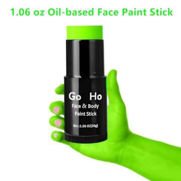 Go Ho Cream-Blendable Light Green Face Paint Stick (1.06 Oz),Full-coverage Light Green Body Paint St...