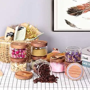 Tzerotone 8 Pcs Elegant Spice Containers Set - Airtight Jars