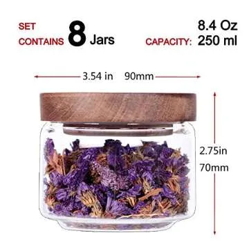 Tzerotone 8 Pcs Elegant Spice Containers Set - Airtight Jars