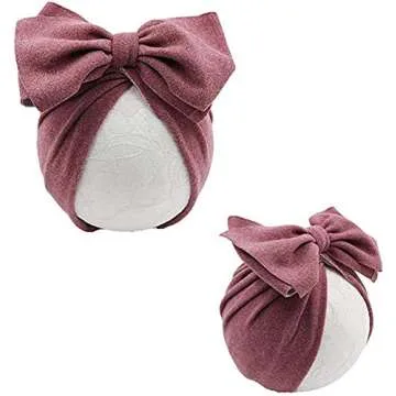JIAHANG Baby Girl Velvet Big Hair Bow Turban Hat Oversized Bowknot Head Wrap Beanie India Cap Warm for Infant Toddlers 6PCS(bowknothat New)