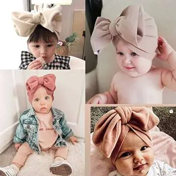 JIAHANG Baby Girl Velvet Big Hair Bow Turban Hat Oversized Bowknot Head Wrap Beanie India Cap Warm for Infant Toddlers 6PCS(bowknothat New)