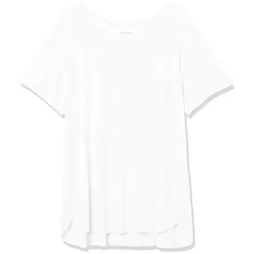 Amazon Essentials Women's Studio Relaxed-Fit Lightweight Crewneck T-Shirt (Available in Plus Size), White, Large