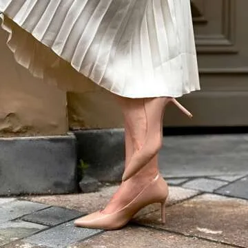 JENN ARDOR Women's Comfortable Stiletto Pumps 3 inch Elegant Gorgeous Closed Pointed Toe Slip On Solid High Heels for Ladies Wedding Dress Shoes Nude 8.5