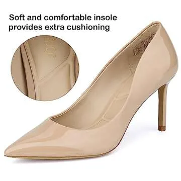 JENN ARDOR Women's Comfortable Stiletto Pumps 3 inch Elegant Gorgeous Closed Pointed Toe Slip On Solid High Heels for Ladies Wedding Dress Shoes Nude 8.5