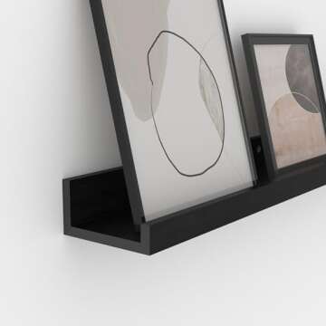 Giftgarden 47 Inch Black Floating Shelves Set of 5 for Home