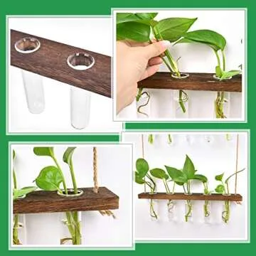 EVEAGE Propagation Stations Wall Hangings, Glass Test Tubes for Plants, 3 Tiered Boho Planter for Hydroponic Houseplants Home Office Desk Decor Plant Lovers and Women Gift
