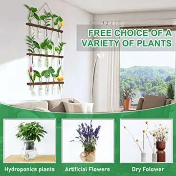 EVEAGE Propagation Stations Wall Hangings, Glass Test Tubes for Plants, 3 Tiered Boho Planter for Hydroponic Houseplants Home Office Desk Decor Plant Lovers and Women Gift