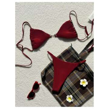 GORGLITTER Women's Leopard Print Triangle Thong Bikini Set