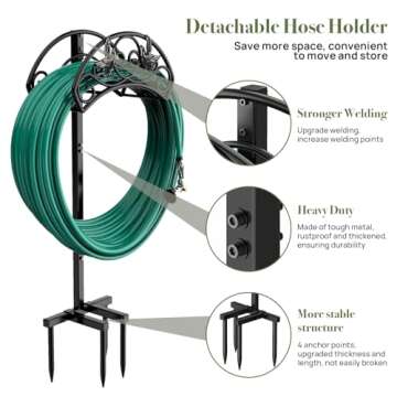 Winpull Garden Hose Holder Detachable Water Hose Holder Hose Hanger, Heavy Duty Metal Hose Holder Fr...