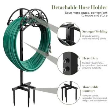 Winpull Garden Hose Holder Detachable Water Hose Holder Hose Hanger, Heavy Duty Metal Hose Holder Fr...