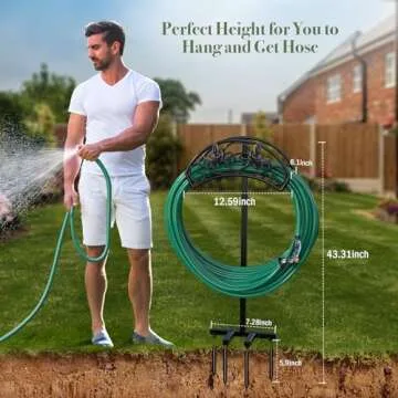 Winpull Garden Hose Holder Detachable Water Hose Holder Hose Hanger, Heavy Duty Metal Hose Holder Freestanding Hose Stand Hose Organizer Hose Holders for Outside (Black)