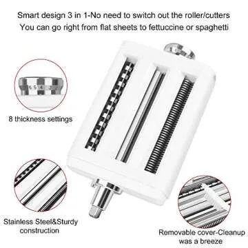 Leixe Pasta Maker Attachment for KitchenAid Stand Mixers 3 in 1 Set Includes Pasta Roller Spaghetti ...