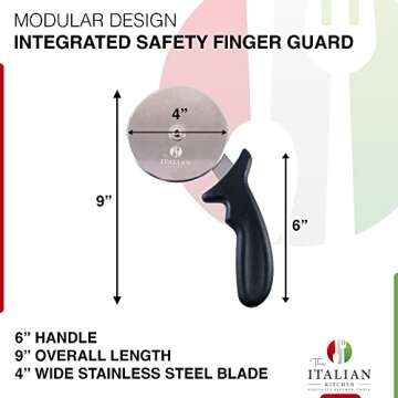 The Italian Kitchen Pizza Cutter Wheel - Restaurant Grade Stainless Steel 4 Inch Blade Pizza Slicer ...