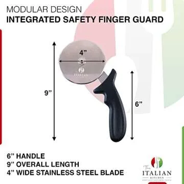The Italian Kitchen Pizza Cutter Wheel - Restaurant Grade Stainless Steel 4 Inch Blade Pizza Slicer ...