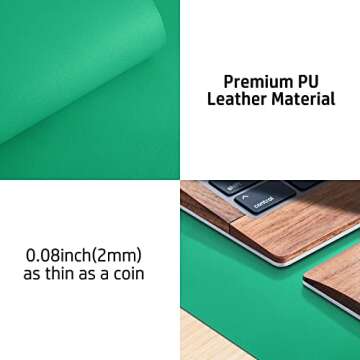 Aothia Leather Desk Pad Protector, Mouse Pad, Office Desk Mat, Non-Slip PU Leather Desk Blotter,Laptop Desk Pad,Waterproof Desk Writing Pad for Office and Home (31.5" x 15.7", Vivid Green)