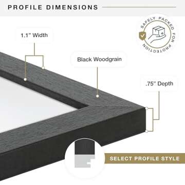 MCS Studio Gallery 27x40 Poster Frame Black Woodgrain, Vertical & Horizontal Wall Hanging Large Picture Frame for Photos, Posters & Art Prints (1-Pack)