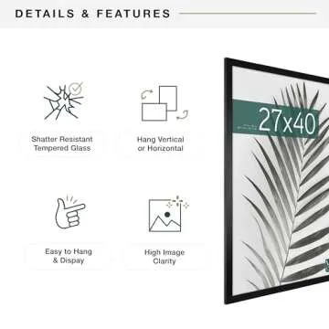 MCS Studio Gallery 27x40 Poster Frame Black Woodgrain, Vertical & Horizontal Wall Hanging Large Picture Frame for Photos, Posters & Art Prints (1-Pack)