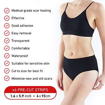 Neo G Opti-Heal Wound Recovery Silicone Scar Strips for Surgical Scars, C Section, Burn, Acne, Keloi...