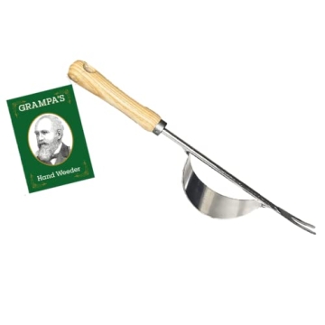 Grampa's Hand Weeder Tool - Lightweight Easy to Use Weed Puller with V-Shaped Forks and Lever Design