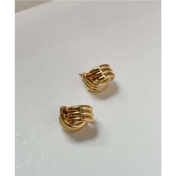 Gold Statement Geometric Dangle Drop Earrings for Women Chunky Trendy Knot Stud (Gold)