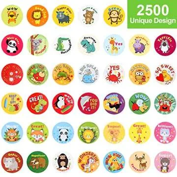 Outus 5 Rolls 2500 Pieces Reward Stickers for Teachers Motivational School Decoration for Children S...