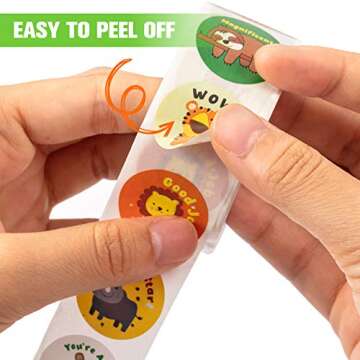 Outus 5 Rolls 2500 Pieces Reward Stickers for Teachers Motivational School Decoration for Children School Teachers Reward Stickers Animal Cartoon for Classroom Students 1 Inch 40 Styles Label