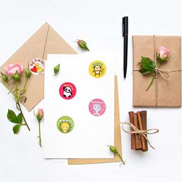 Outus 5 Rolls 2500 Pieces Reward Stickers for Teachers Motivational School Decoration for Children School Teachers Reward Stickers Animal Cartoon for Classroom Students 1 Inch 40 Styles Label