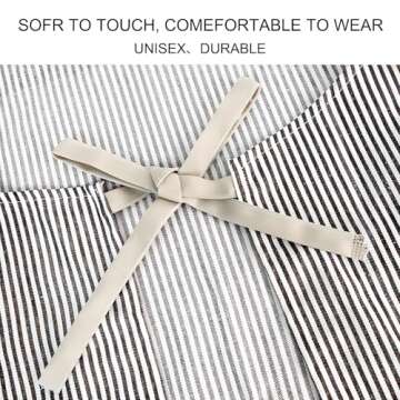 Serrenf 2 Pack Apron, Cooking Kitchen Aprons, Adjustable Bib Apron with 2 Pockets for Men Women Chef Apron (Black/Brown pinstripe)