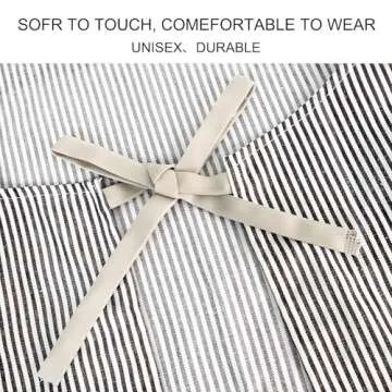 Serrenf 2 Pack Apron, Cooking Kitchen Aprons, Adjustable Bib Apron with 2 Pockets for Men Women Chef Apron (Black/Brown pinstripe)