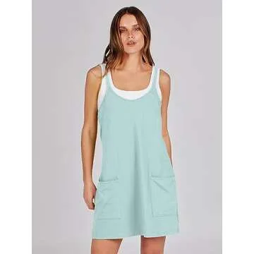 ANRABESS Women Summer Mini Romper Dress Workout Tennis Active Sports Athletic Outfits Built in Shorts Trendy Vacation Mint Green Medium
