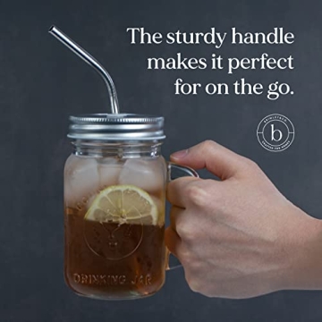 Brimley 16oz Mason Jar Set with Lid and Straw