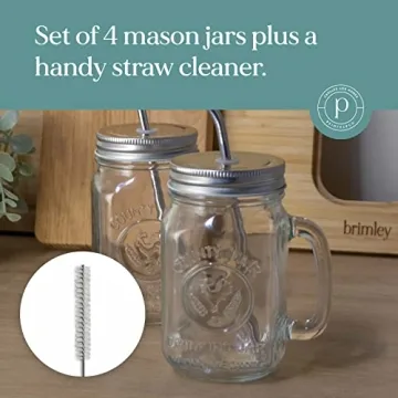 Brimley 16oz Mason Jar Set with Lid and Straw