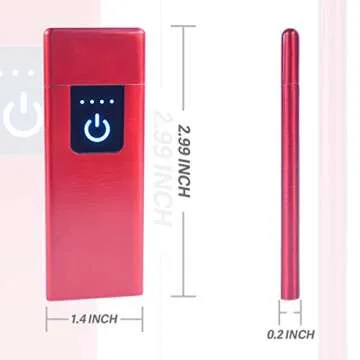 Smart Fingerprint Sensor Lighter Flameless Windproof Lighter Double Side Cigarette Ignition Lighter USB Rechargeable Lighter Best Gift for Your Boyfriend, Family, Your Father (red)