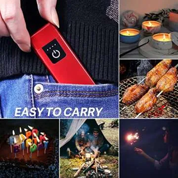 Smart Fingerprint Sensor Lighter Flameless Windproof Lighter Double Side Cigarette Ignition Lighter USB Rechargeable Lighter Best Gift for Your Boyfriend, Family, Your Father (red)