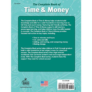 Carson Dellosa Time and Money Workbook for Kids K-3