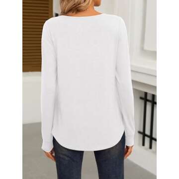 ANRABESS Women Shirts Long Sleeve Crewneck Smocked Tunic Tops with Leggings Dressy Casual T-Shirt Business Work Blouses White S