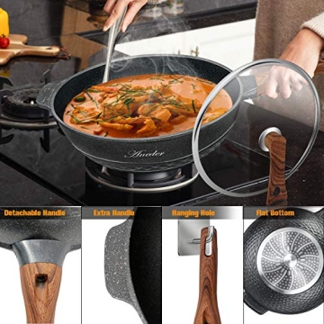 ANEDER Non-Stick Wok Pan 12.5 Inch Healthy Cooking