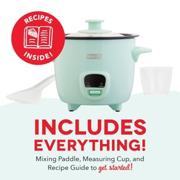 DASH Mini Rice Cooker Steamer with Removable Nonstick Pot, Keep Warm Function & Recipe Guide, .5 Quart, for Soups, Stews, Grains & Oatmeal - Aqua