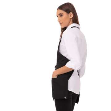 Chef Works Unisex Three Pocket Apron, Black, One Size