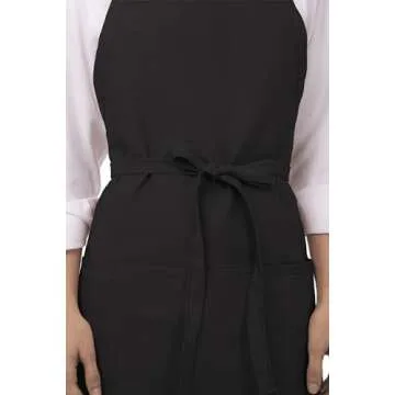 Chef Works Unisex Three Pocket Apron, Black, One Size
