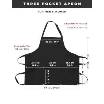 Chef Works Unisex Three Pocket Apron, Black, One Size