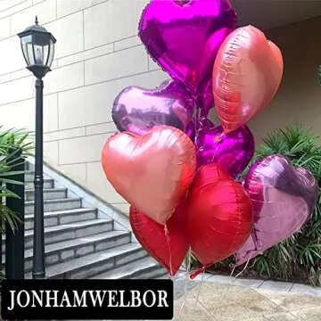 Jonhamwelbor 20Pcs Pink Heart Foil Balloons for All Occasions