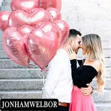 Jonhamwelbor 20Pcs Pink Heart Foil Balloons for All Occasions